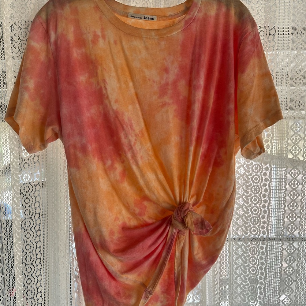 Reformation Sunset Tie-Dye Knot Tee
